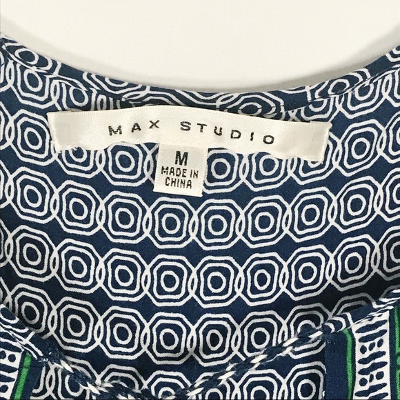Max Studio Green and Blue Geometric Print Sleeveless Top Size Medium - Picture 2 of 5